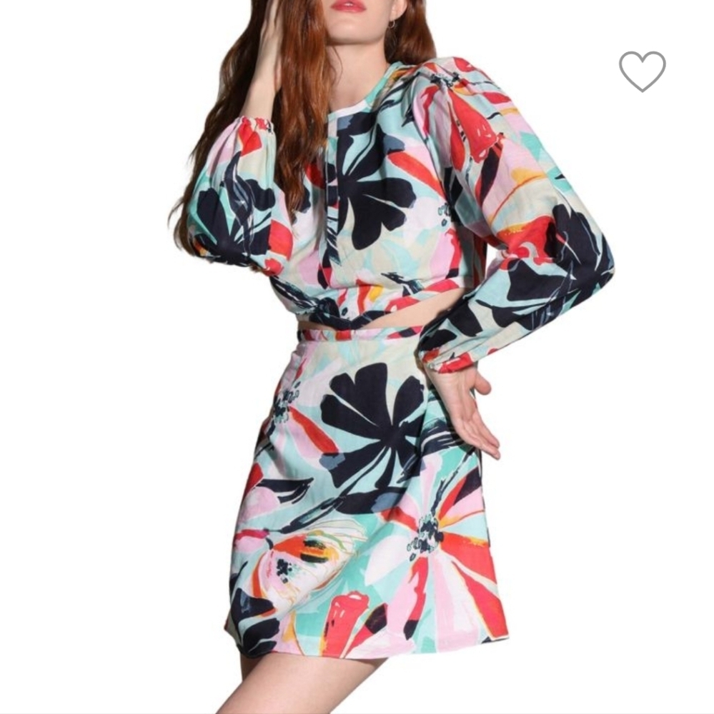 Walter Baker...Hannah Cutout Mini Colorful Linen Blend Dress..Size 8